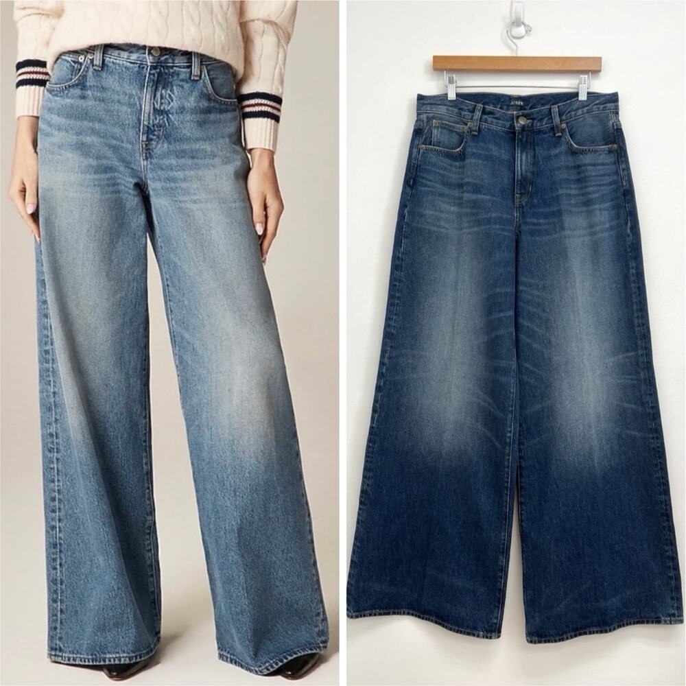 J.Crew Mid-Rise Superwide-Leg Relaxed 90s Jean 100% Cotton Full-Length - 30 Tall